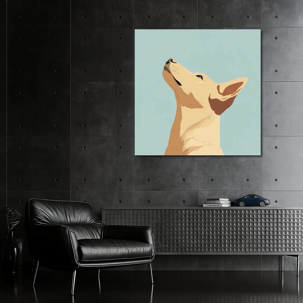 Minimalist Dog Portrait Light Blue Background – Wall Art