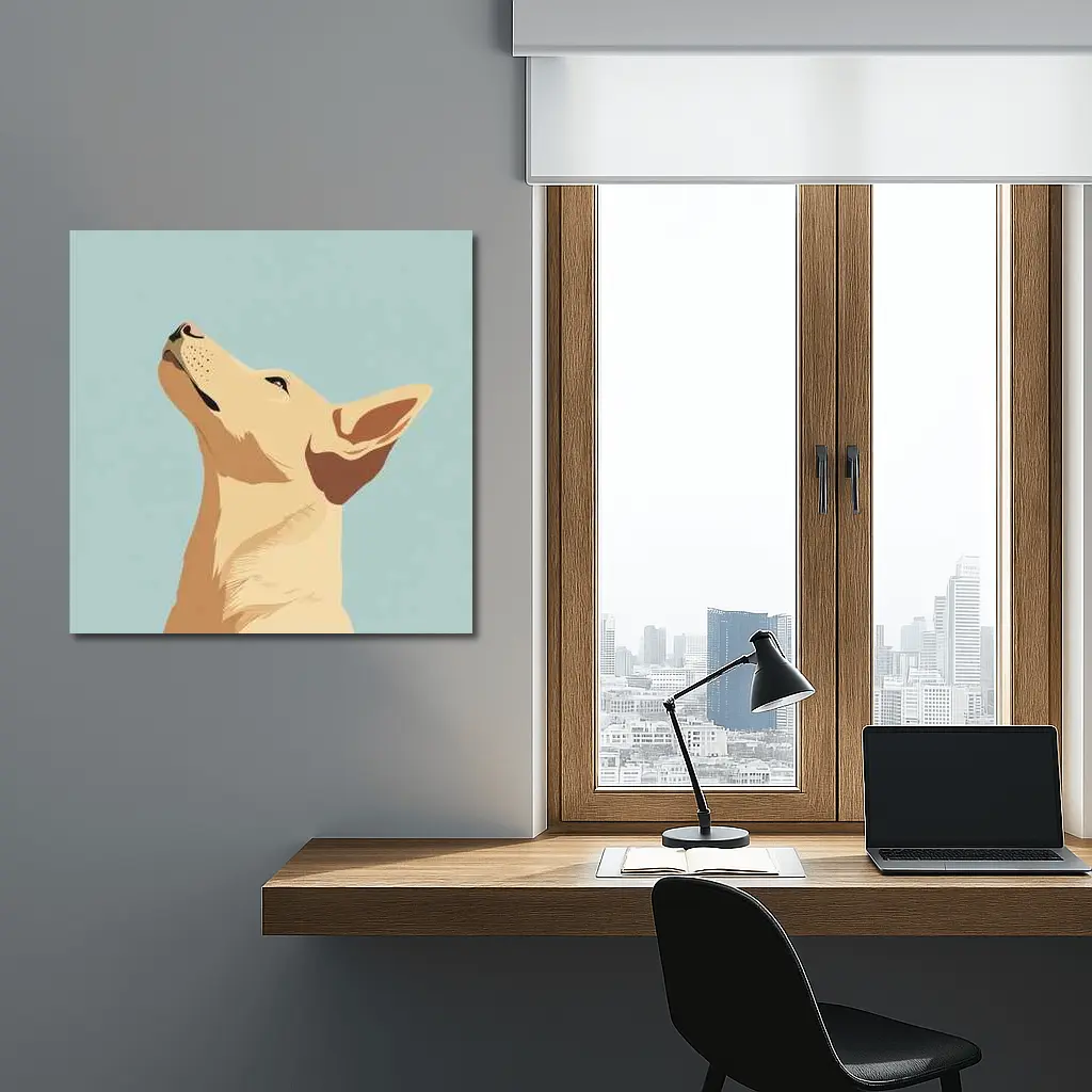 Minimalist Dog Portrait Light Blue Background – Wall Art