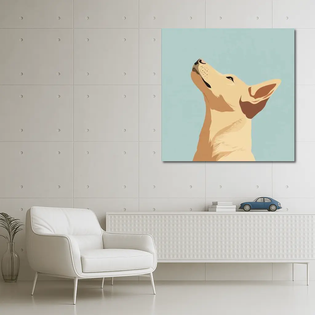 Minimalist Dog Portrait Light Blue Background – Wall Art