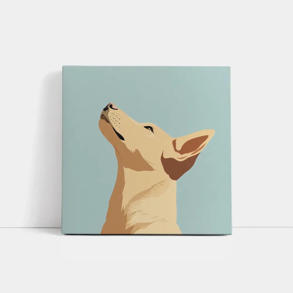 Minimalist Dog Portrait Light Blue Background – Wall Art