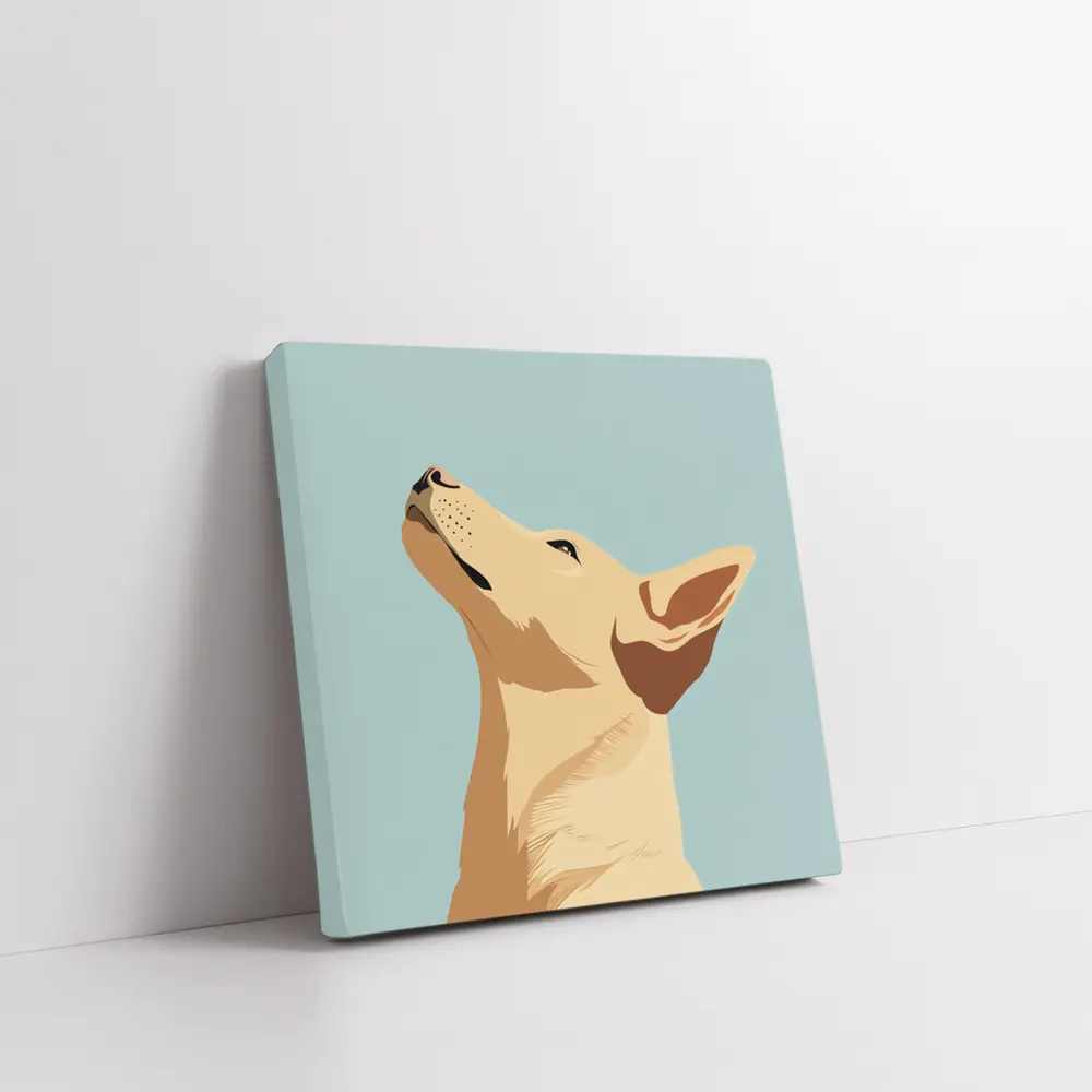 Minimalist Dog Portrait Light Blue Background – Wall Art