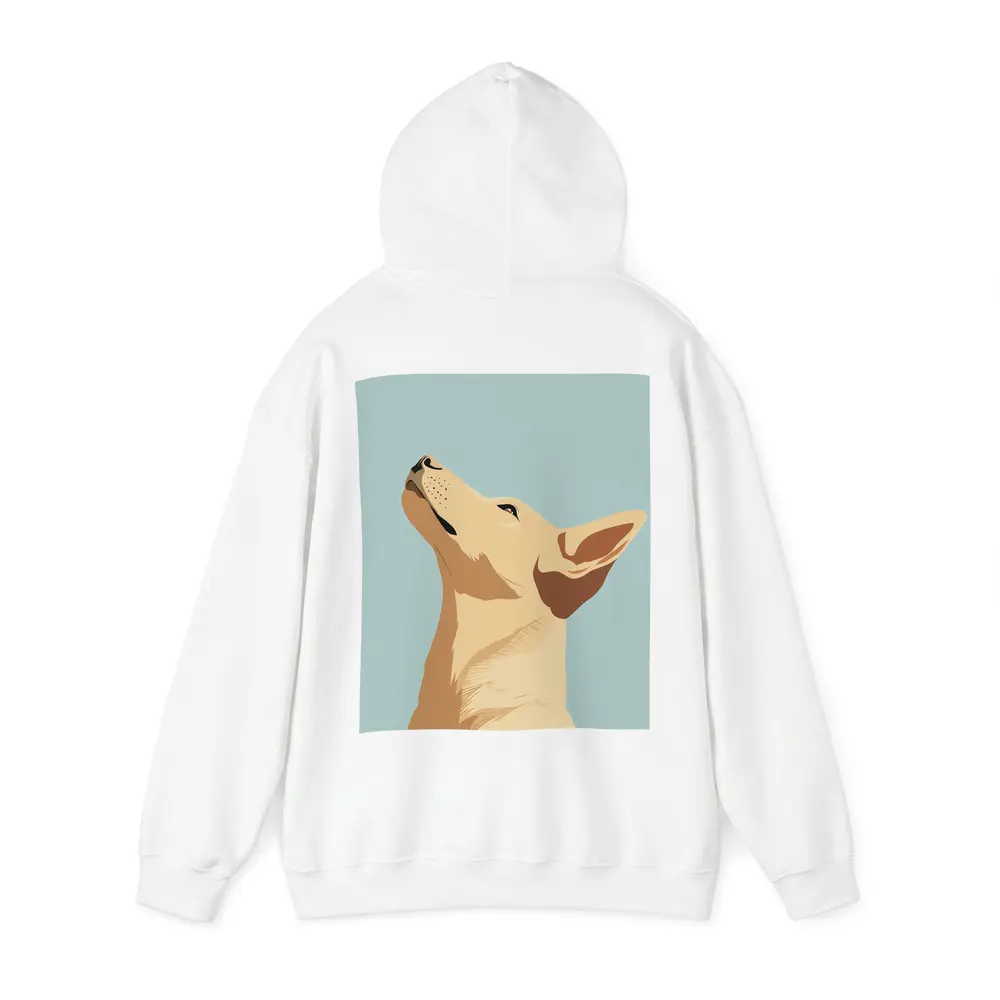 Minimalist Dog Portrait Light Blue Background – Hoodies