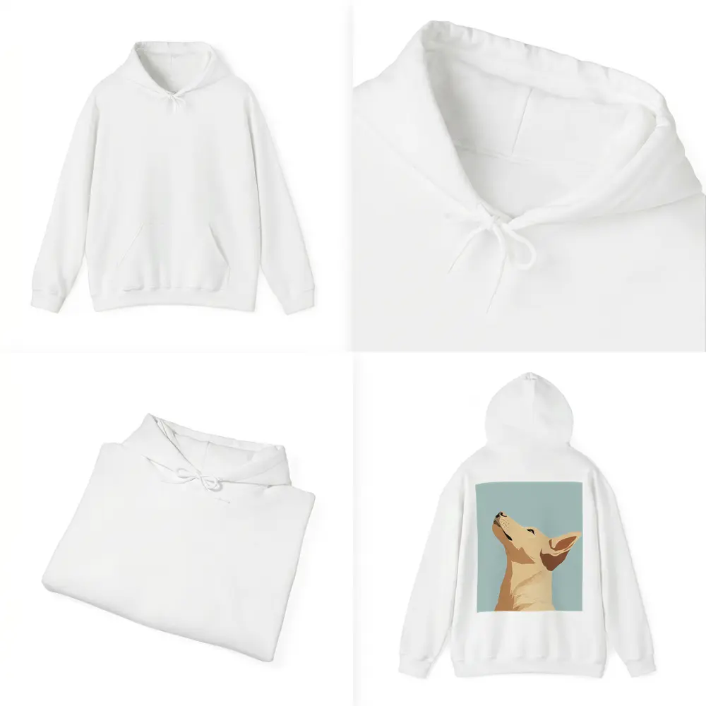 Minimalist Dog Portrait Light Blue Background – Hoodies