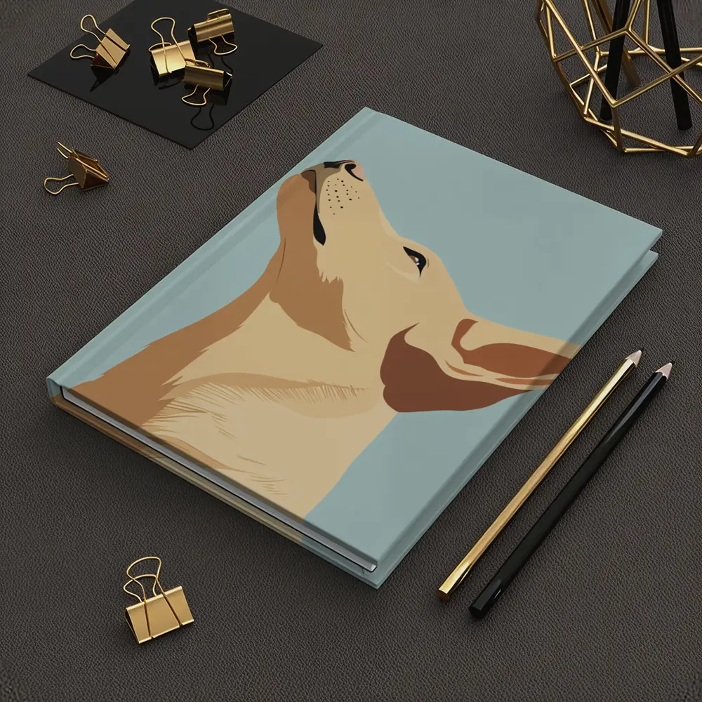 Minimalist Dog Portrait Light Blue Background – Notebooks