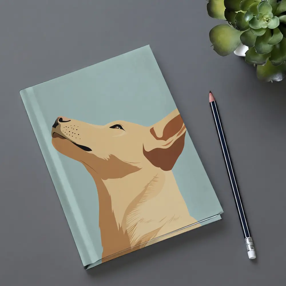 Minimalist Dog Portrait Light Blue Background – Notebooks