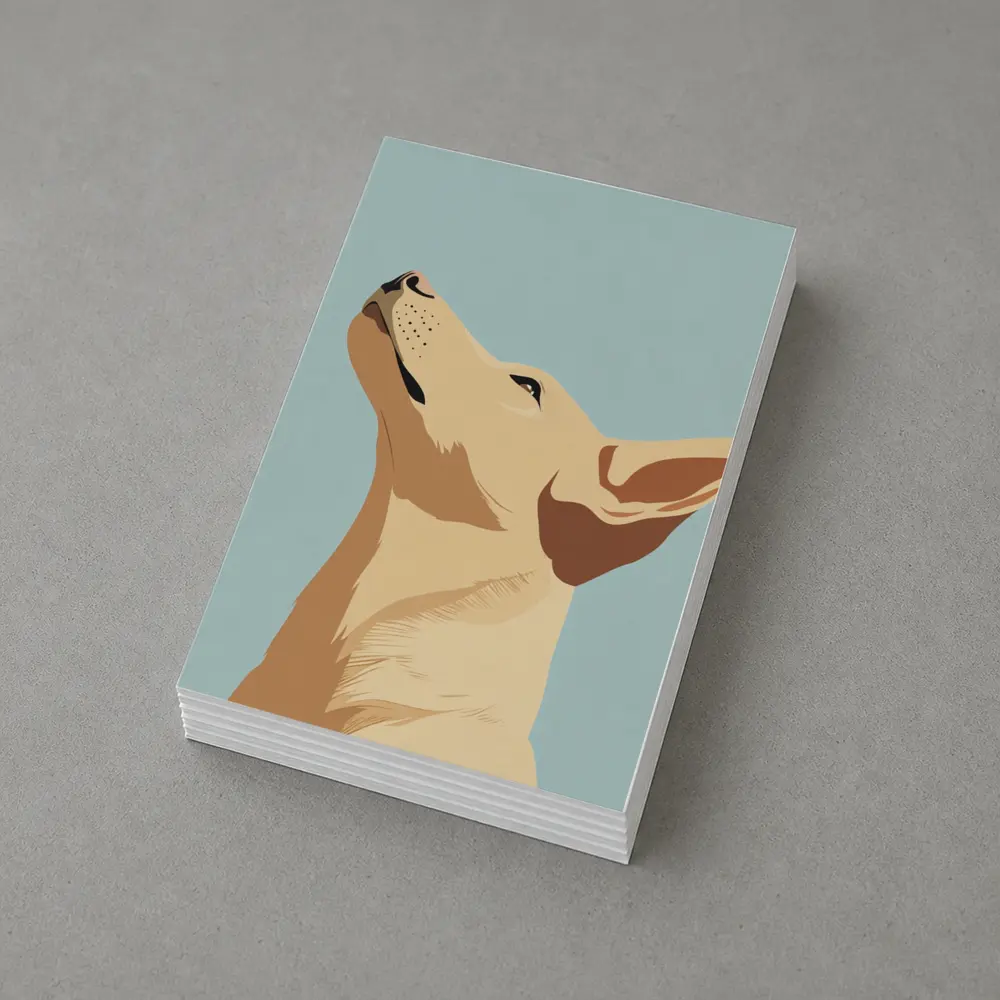 Minimalist Dog Portrait Light Blue Background – Postcards