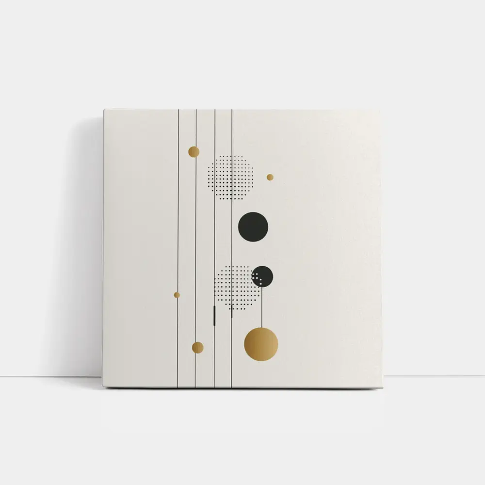 Geometric Circles Gold Black Minimal Abstract Art – Wall Art