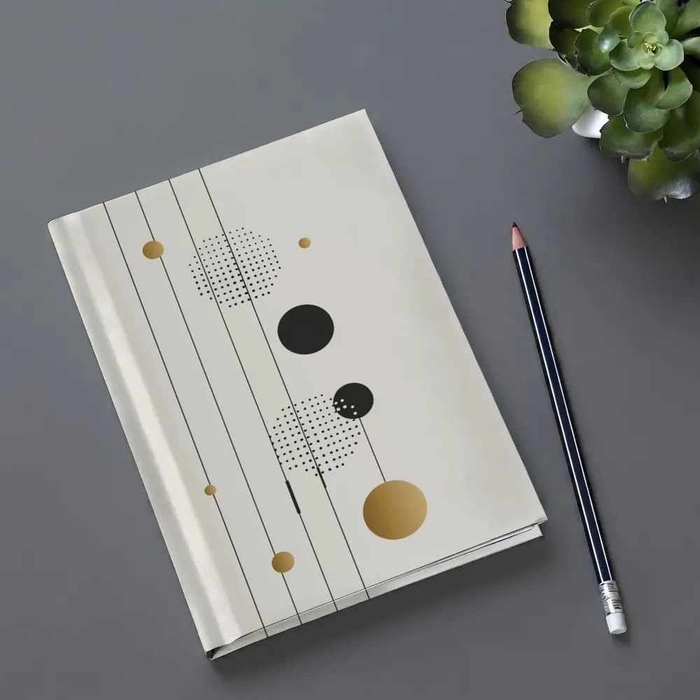Geometric Circles Gold Black Minimal Abstract Art – Notebooks