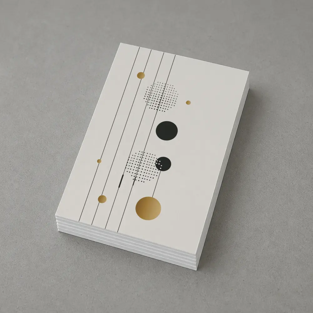 Geometric Circles Gold Black Minimal Abstract Art – Postcards