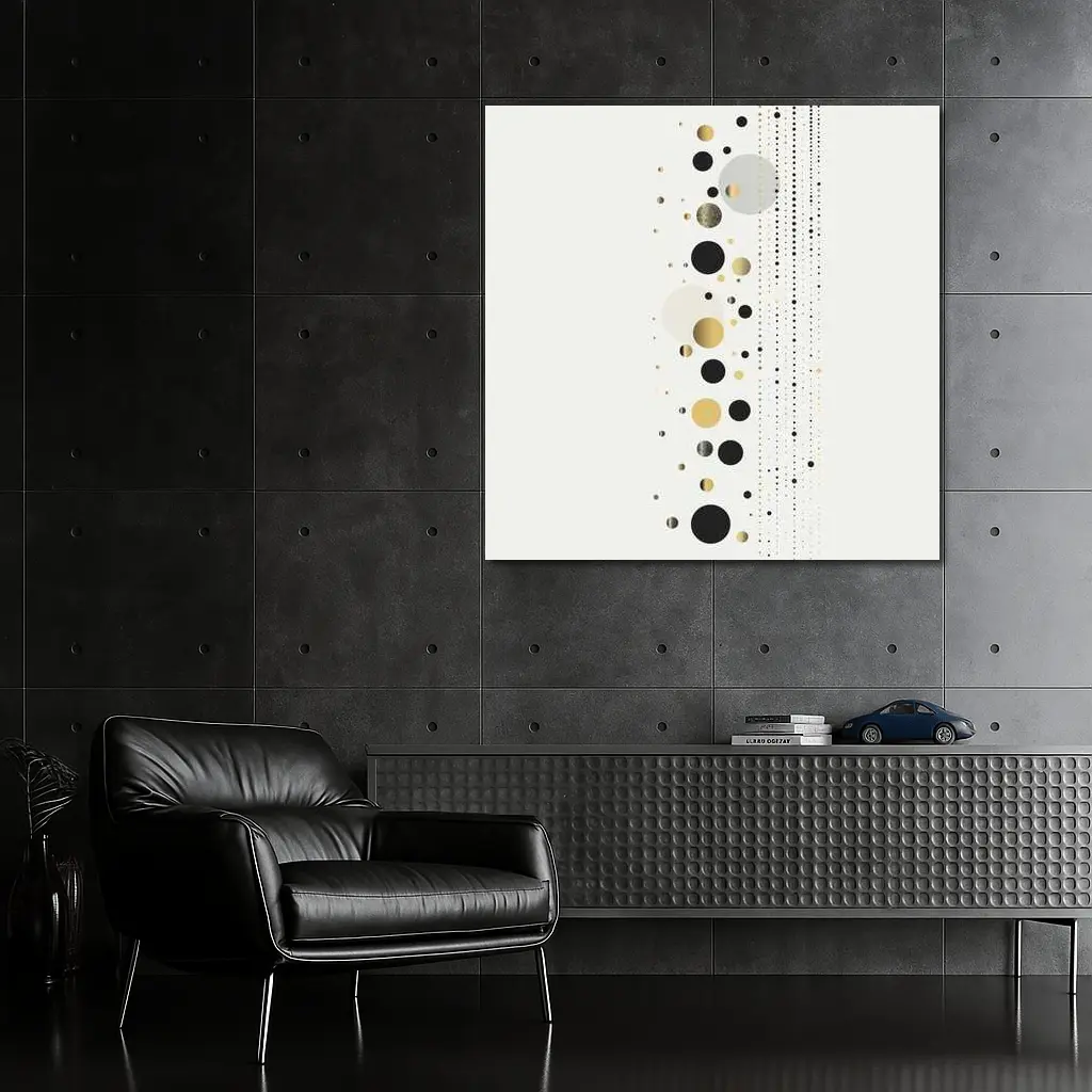 Black Gold Circles Abstract Geometric Beige Art – Wall Art