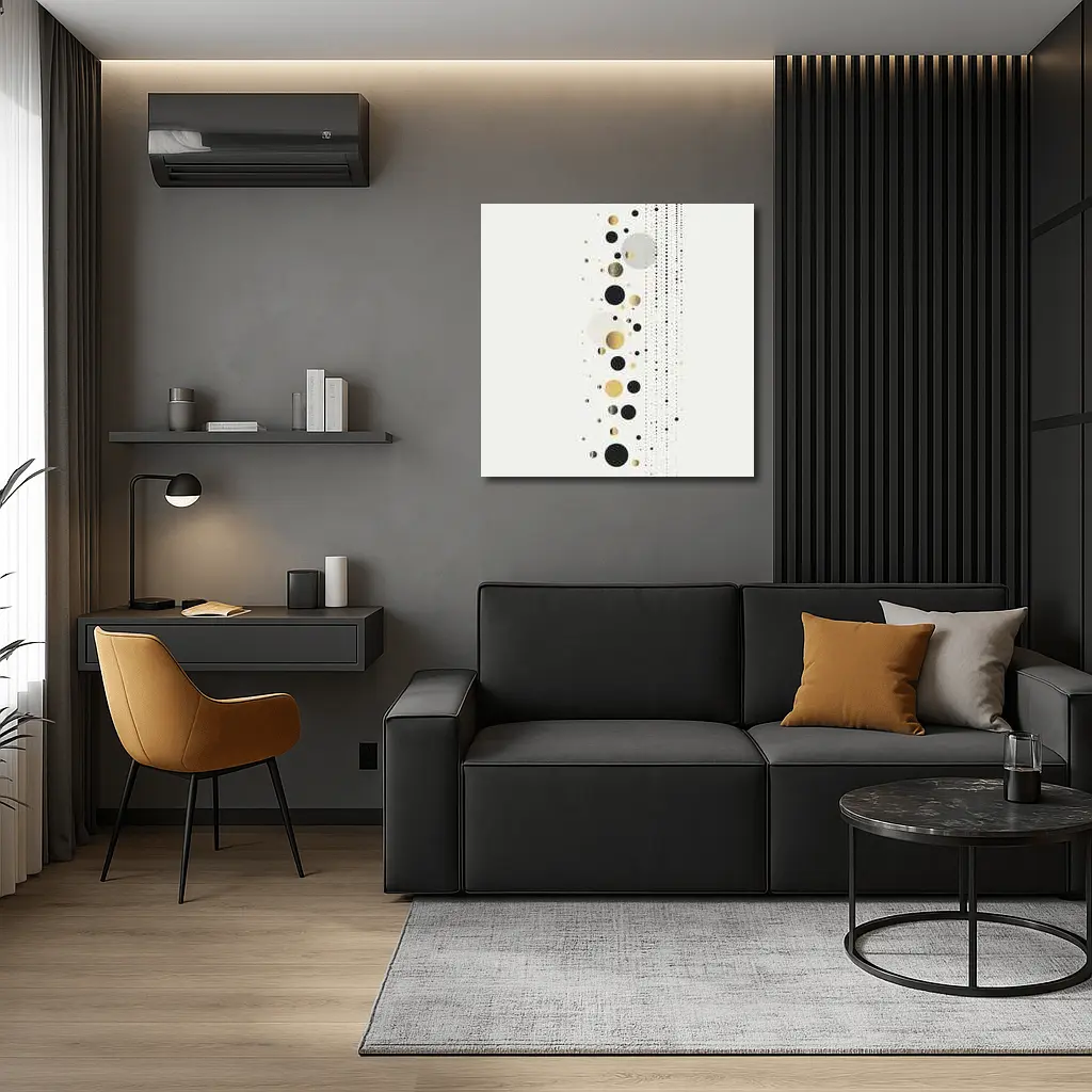 Black Gold Circles Abstract Geometric Beige Art – Wall Art