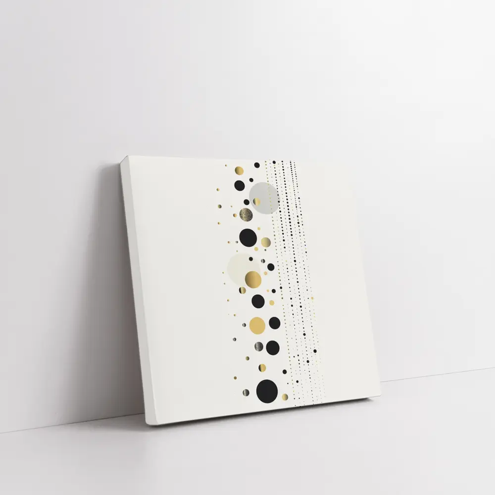 Black Gold Circles Abstract Geometric Beige Art – Wall Art