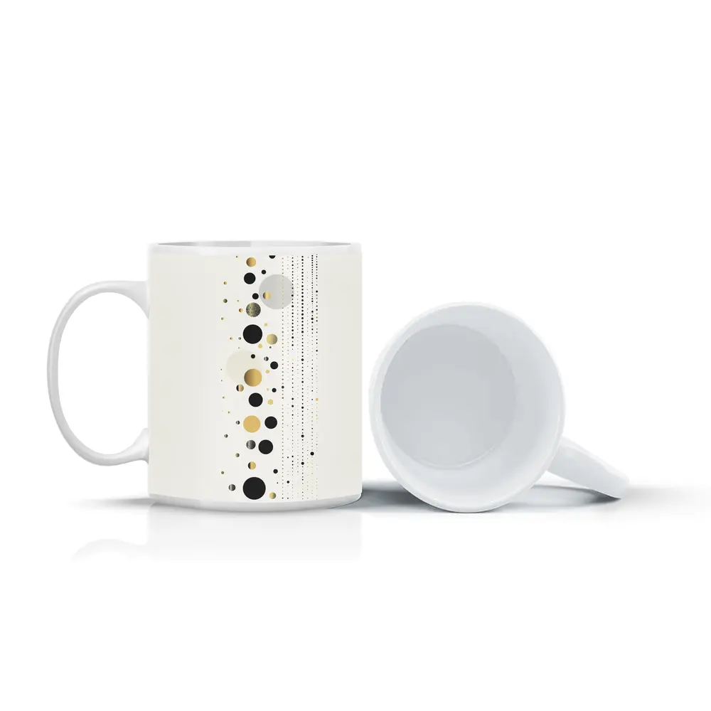 Black Gold Circles Abstract Geometric Beige Art – Mugs