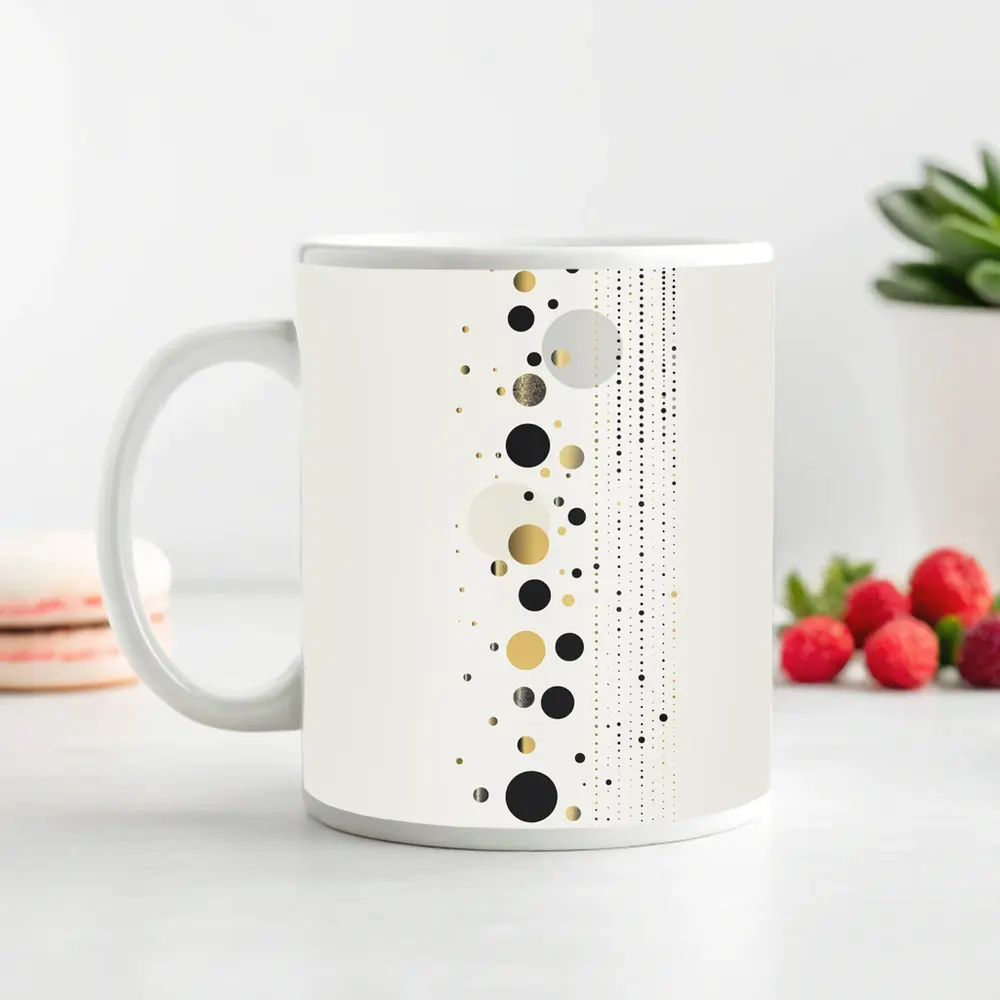 Black Gold Circles Abstract Geometric Beige Art – Mugs