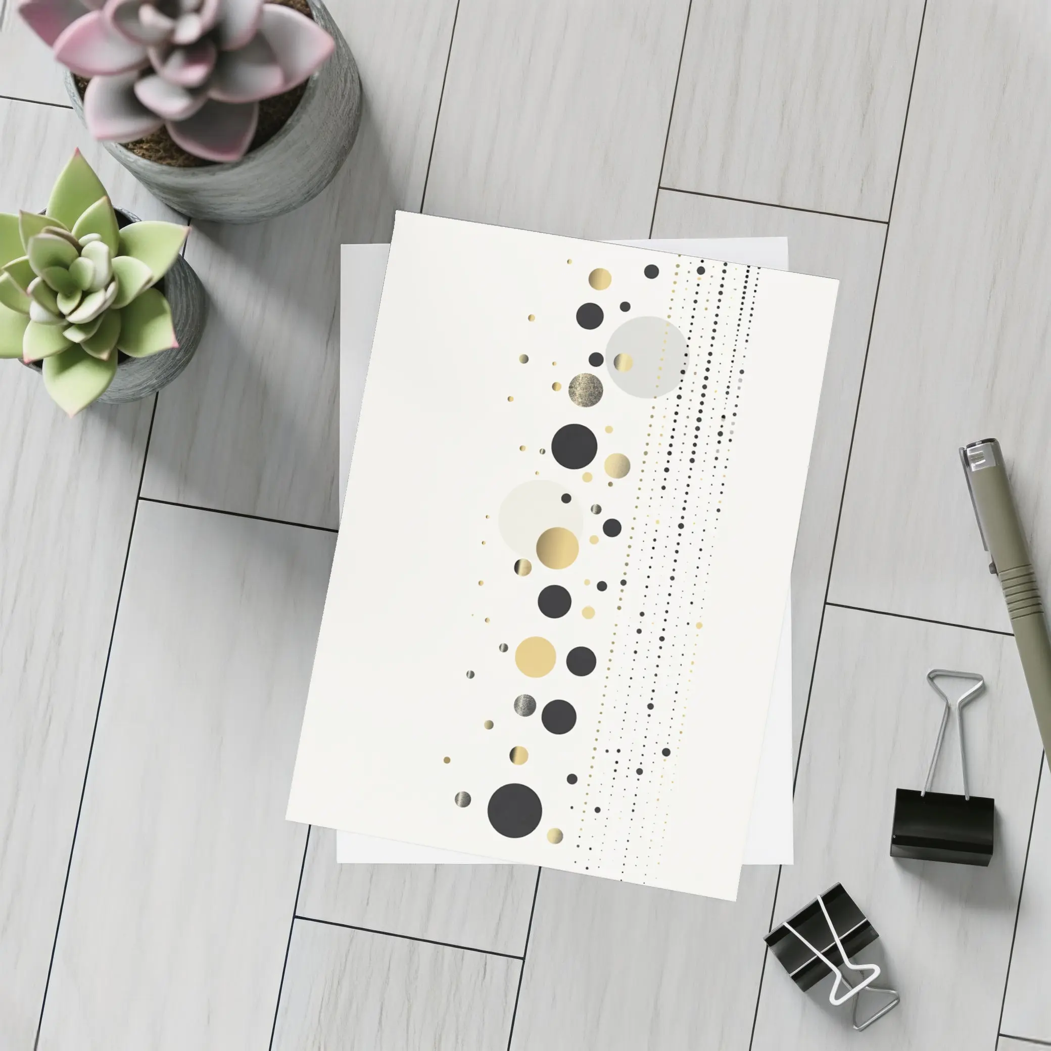 Black Gold Circles Abstract Geometric Beige Art – Postcards