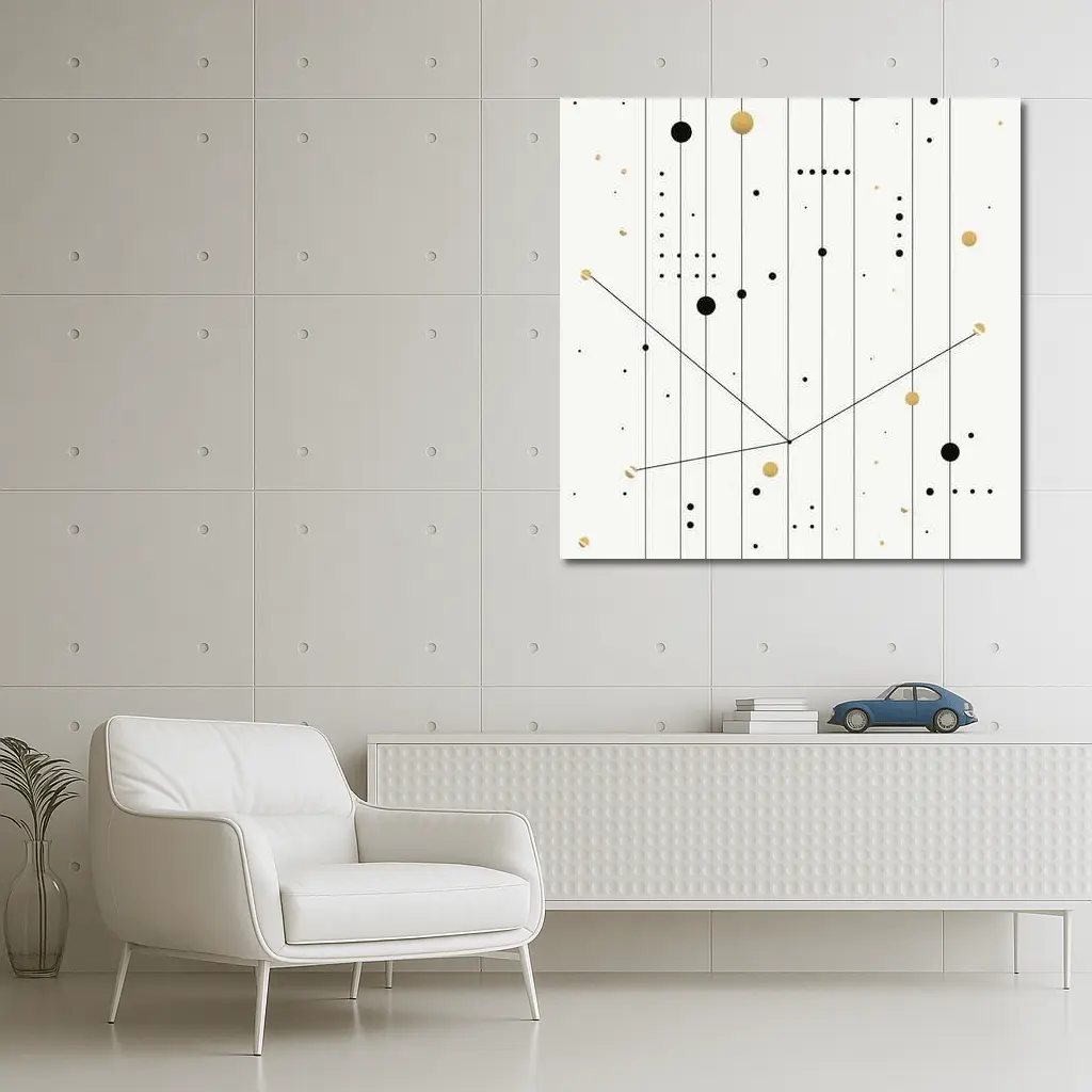Black Gold Dots Lines Geometric Abstract Art – Wall Art