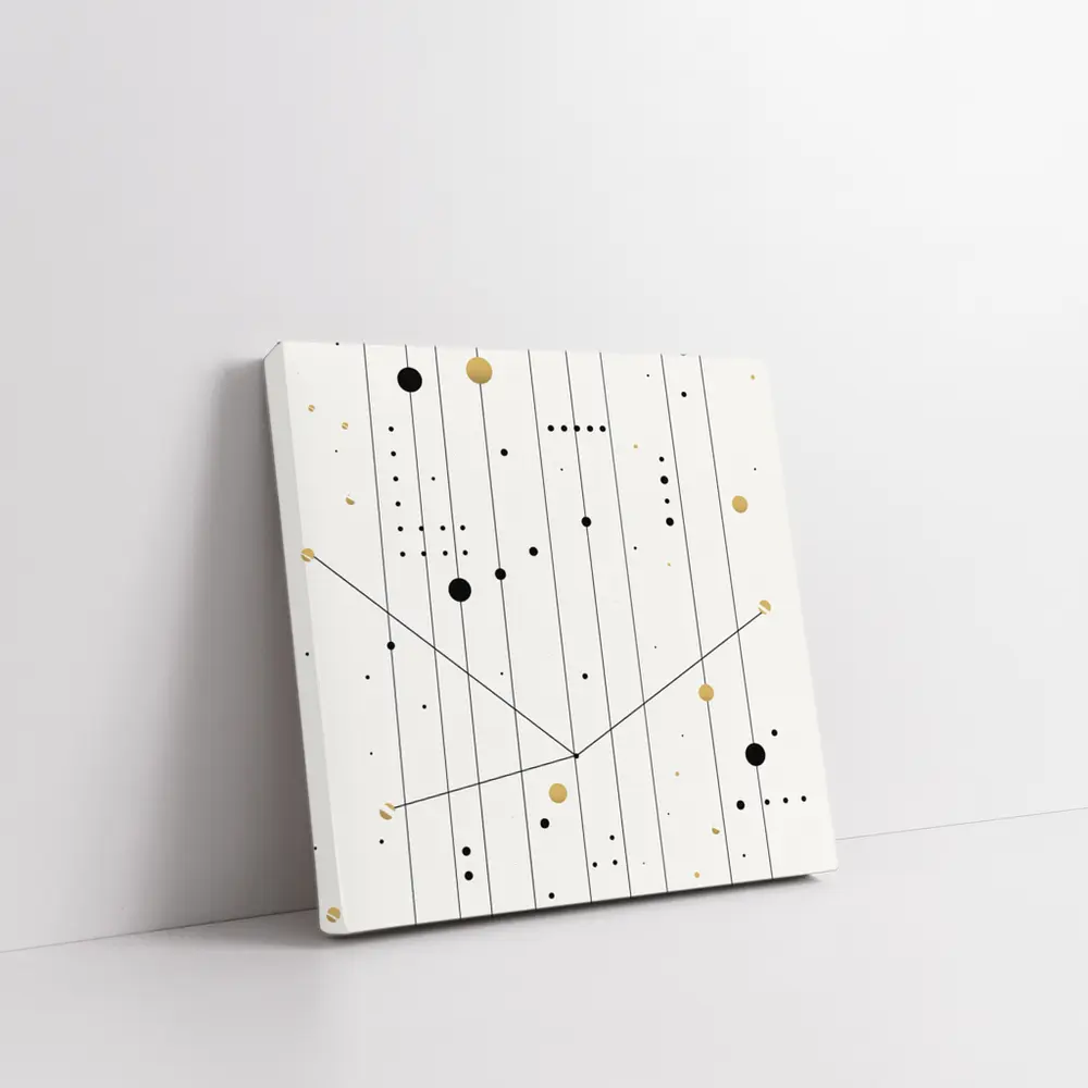 Black Gold Dots Lines Geometric Abstract Art – Wall Art