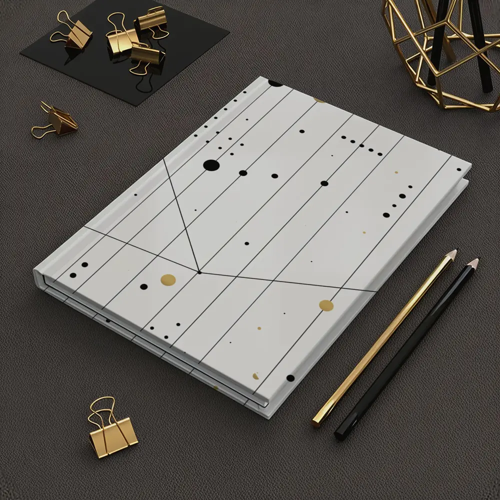 Black Gold Dots Lines Geometric Abstract Art – Notebooks
