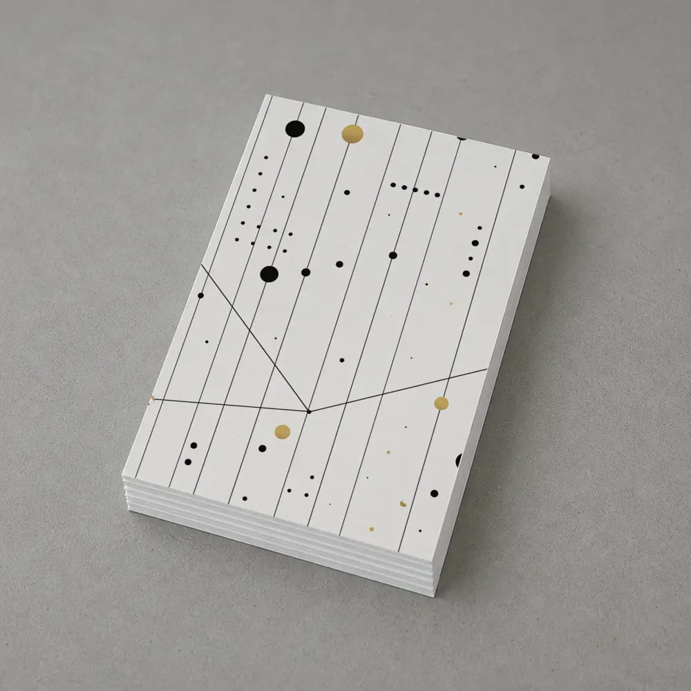 Black Gold Dots Lines Geometric Abstract Art – Postcards