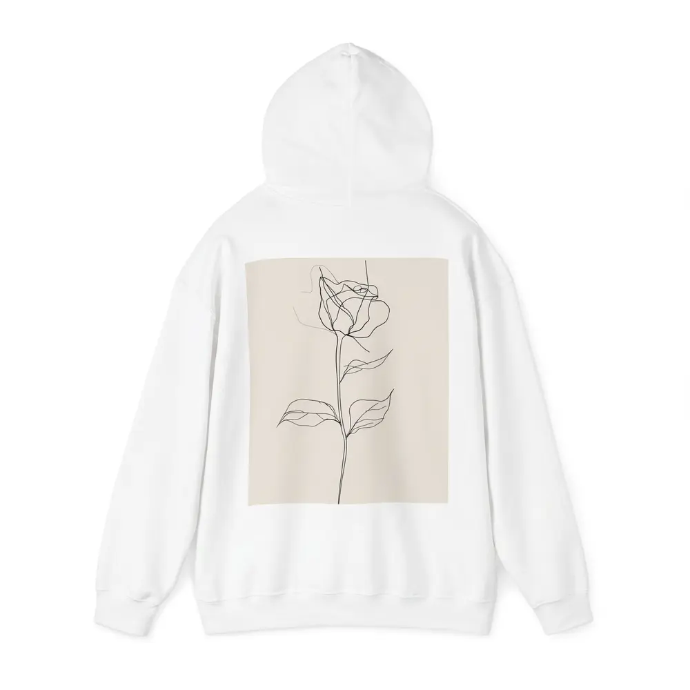 Rose Line Art Minimalist Beige Background – Hoodies