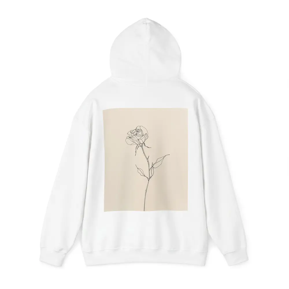 Minimalist Rose Line Art Beige Background – Hoodies