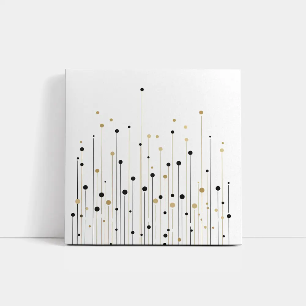 Black Gold Dots Lines Abstract Minimalist Art – Wall Art