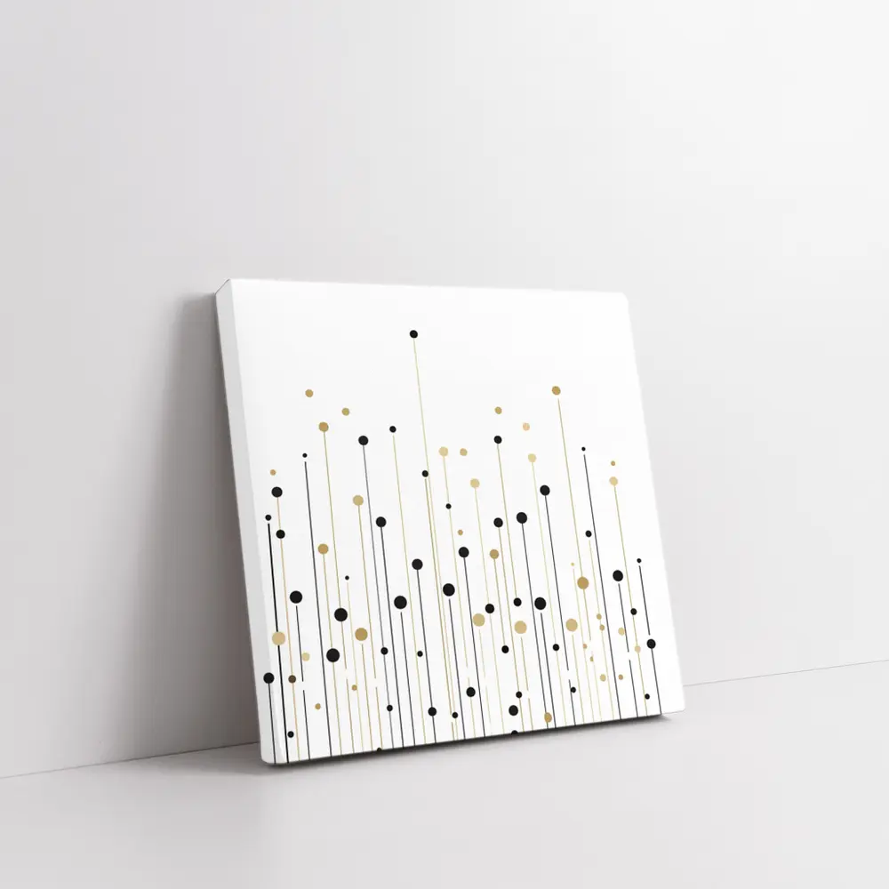 Black Gold Dots Lines Abstract Minimalist Art – Wall Art