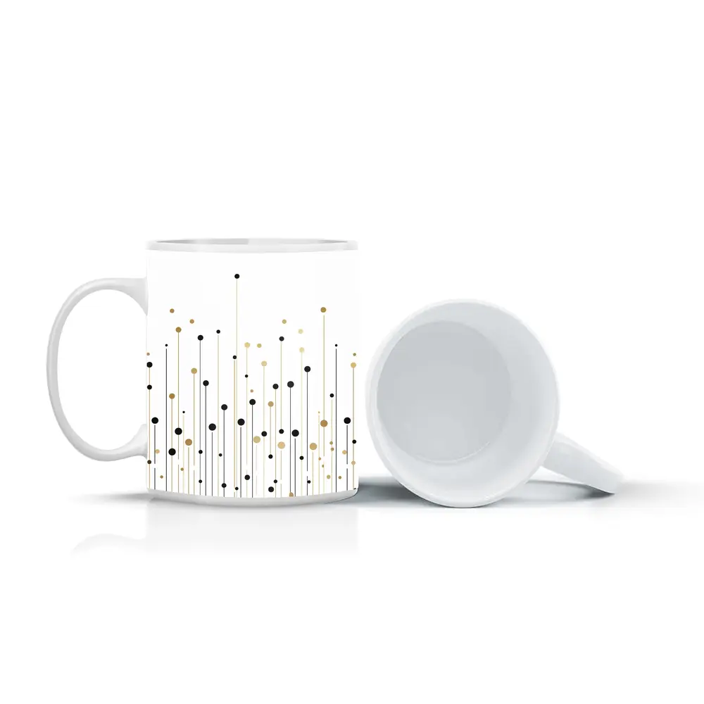 Black Gold Dots Lines Abstract Minimalist Art – Mugs