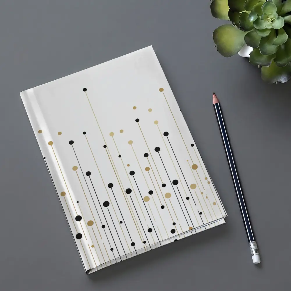 Black Gold Dots Lines Abstract Minimalist Art – Notebooks