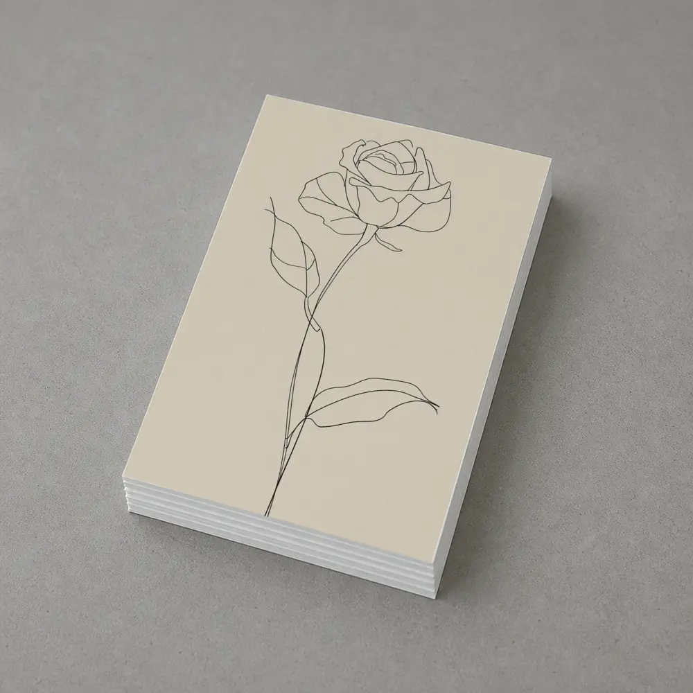 Rose Line Art Minimalist Beige Background – Postcards