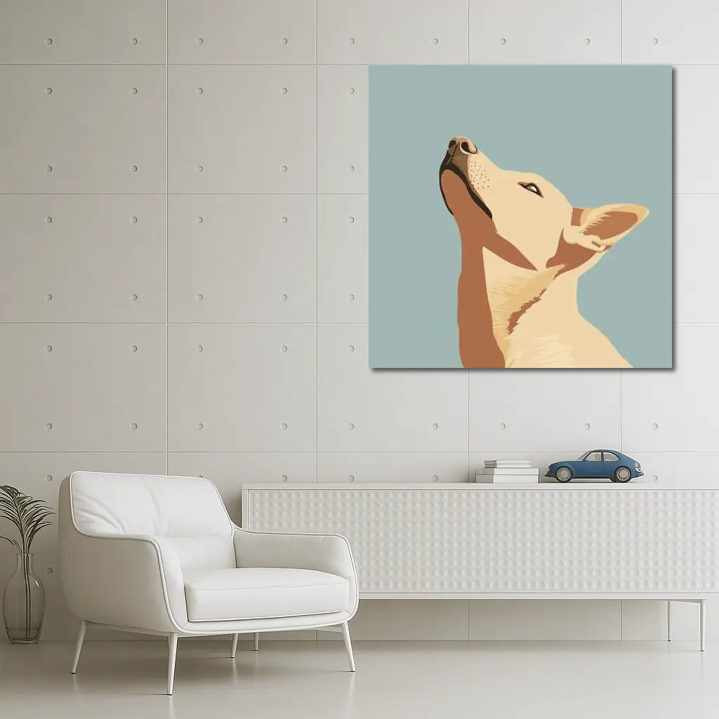 Bull Terrier Dog Portrait Blue Background – Wall Art