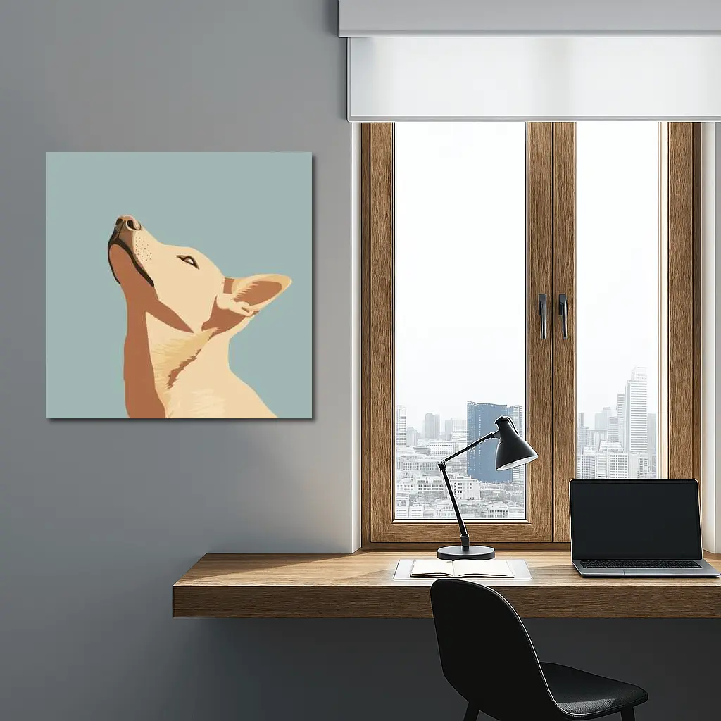 Bull Terrier Dog Portrait Blue Background – Wall Art