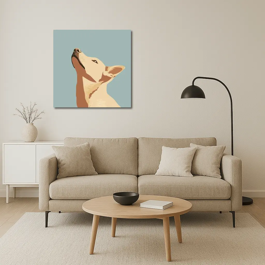 Bull Terrier Dog Portrait Blue Background – Wall Art