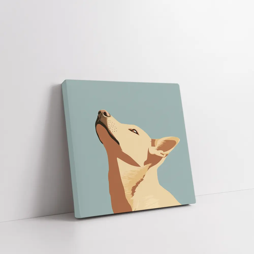 Bull Terrier Dog Portrait Blue Background – Wall Art