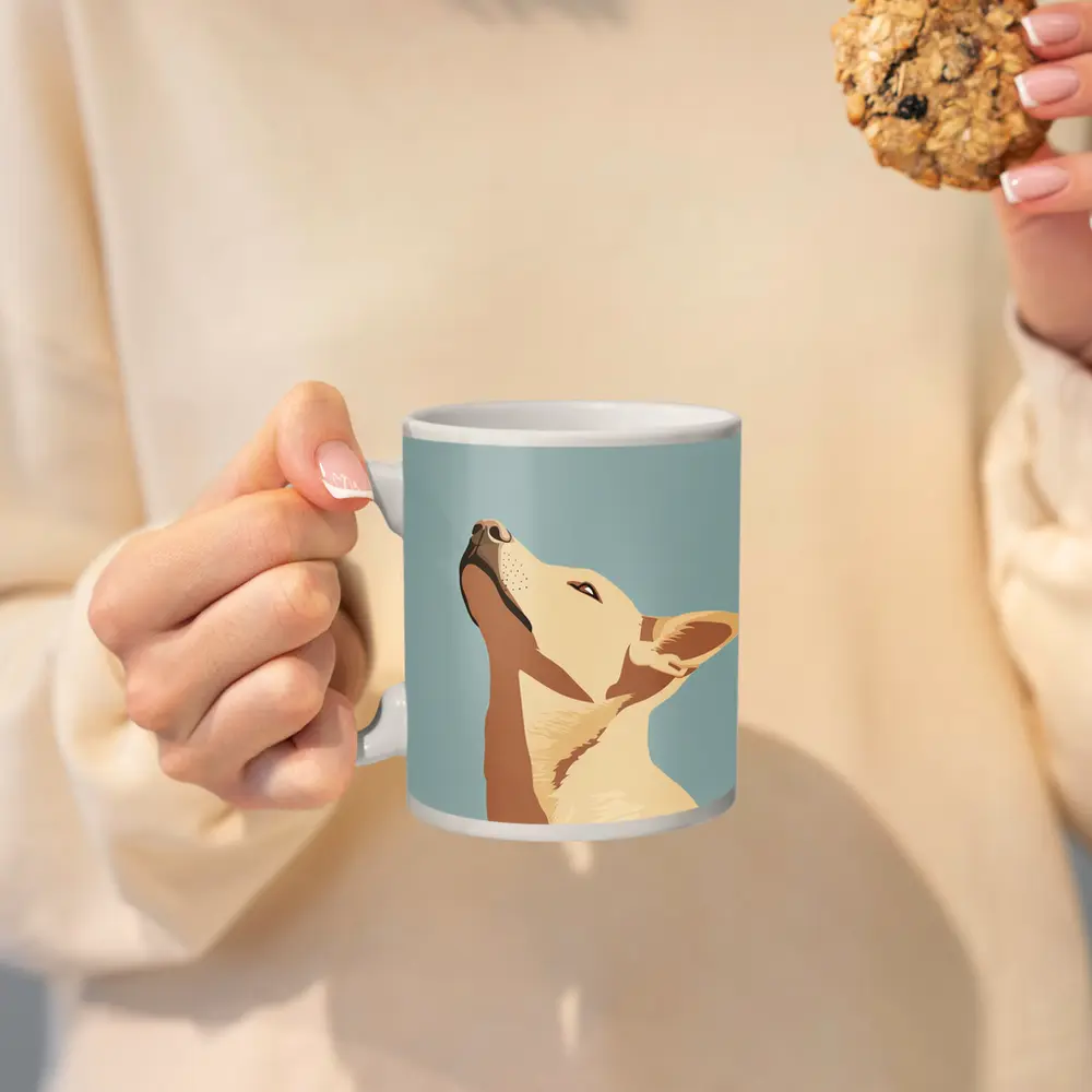 Bull Terrier Dog Portrait Blue Background – Mugs