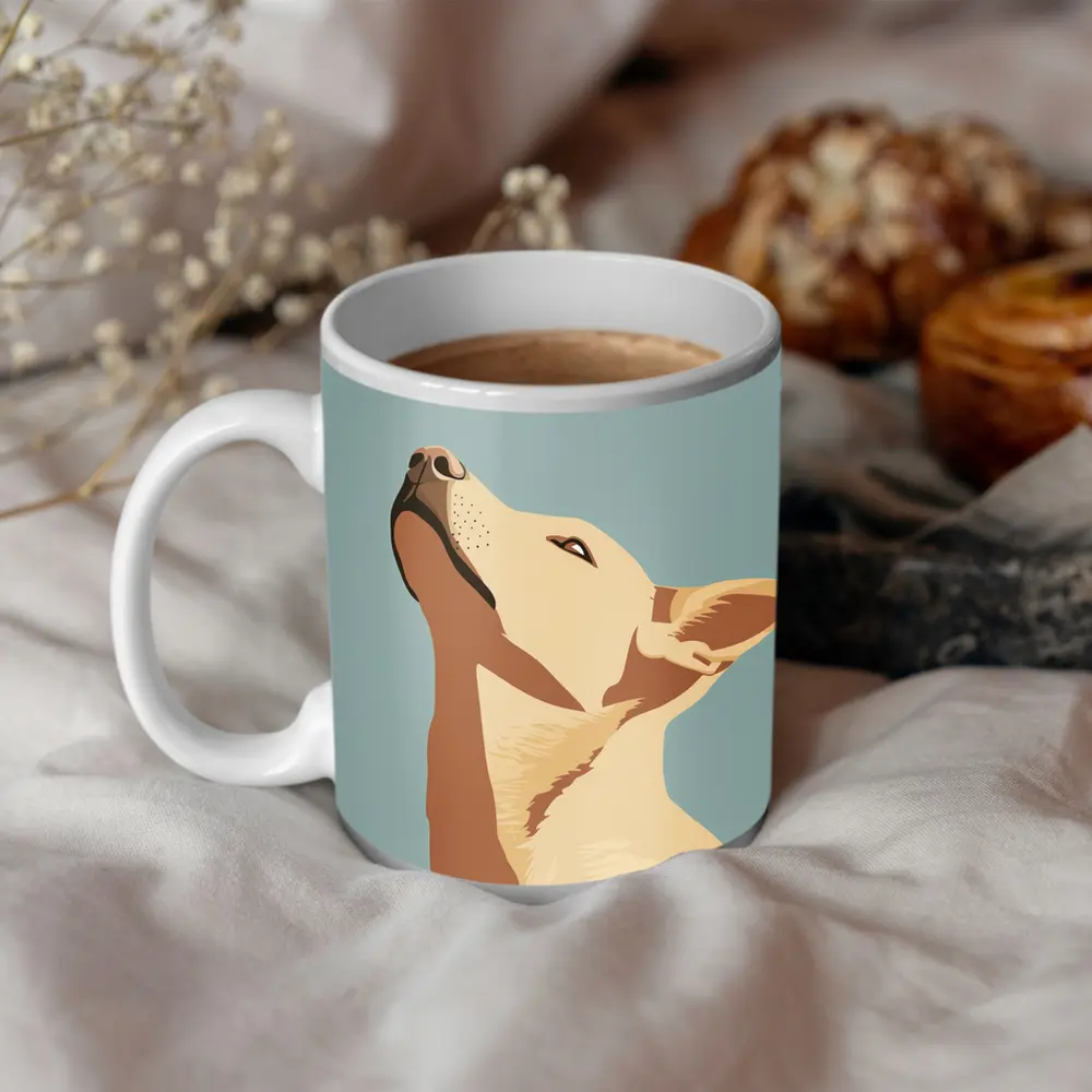 Bull Terrier Dog Portrait Blue Background – Mugs