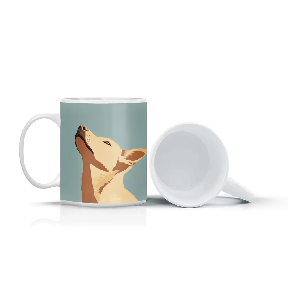 Bull Terrier Dog Portrait Blue Background – Mugs