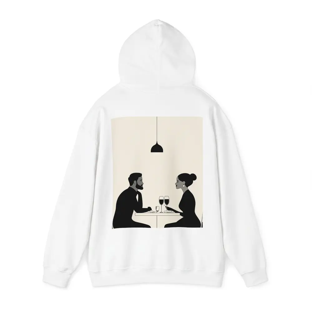 Couple Dining Together Minimalist Black Beige – Hoodies