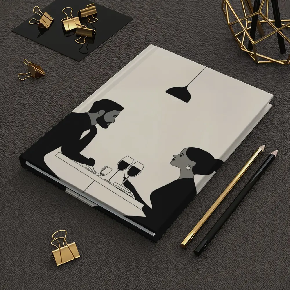 Couple Dining Together Minimalist Black Beige – Notebooks