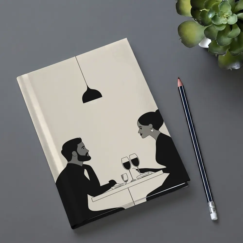 Couple Dining Together Minimalist Black Beige – Notebooks