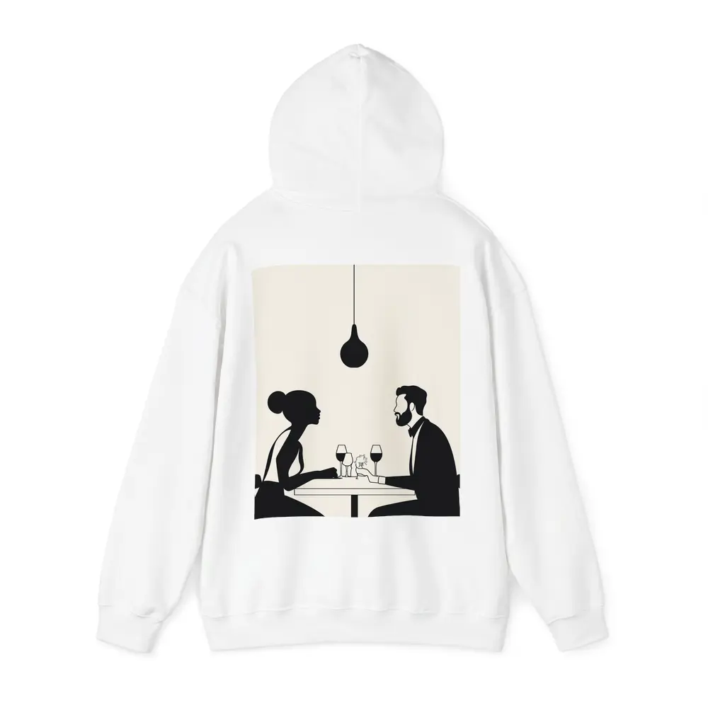 Couple Romantic Dinner Date Minimalist Black White – Hoodies