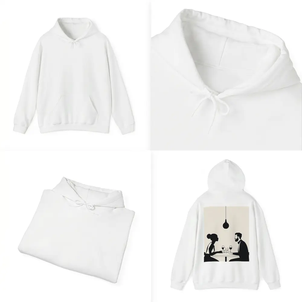 Couple Romantic Dinner Date Minimalist Black White – Hoodies