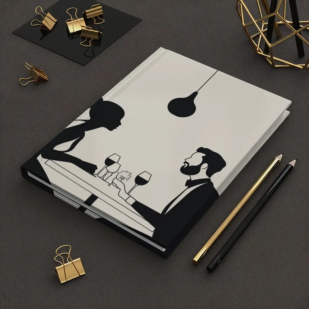 Couple Romantic Dinner Date Minimalist Black White – Notebooks