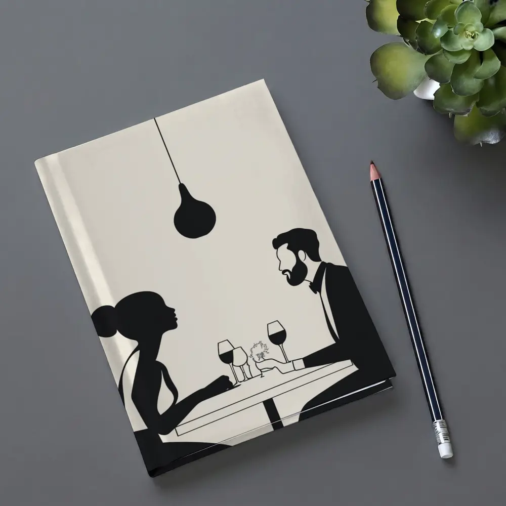 Couple Romantic Dinner Date Minimalist Black White – Notebooks