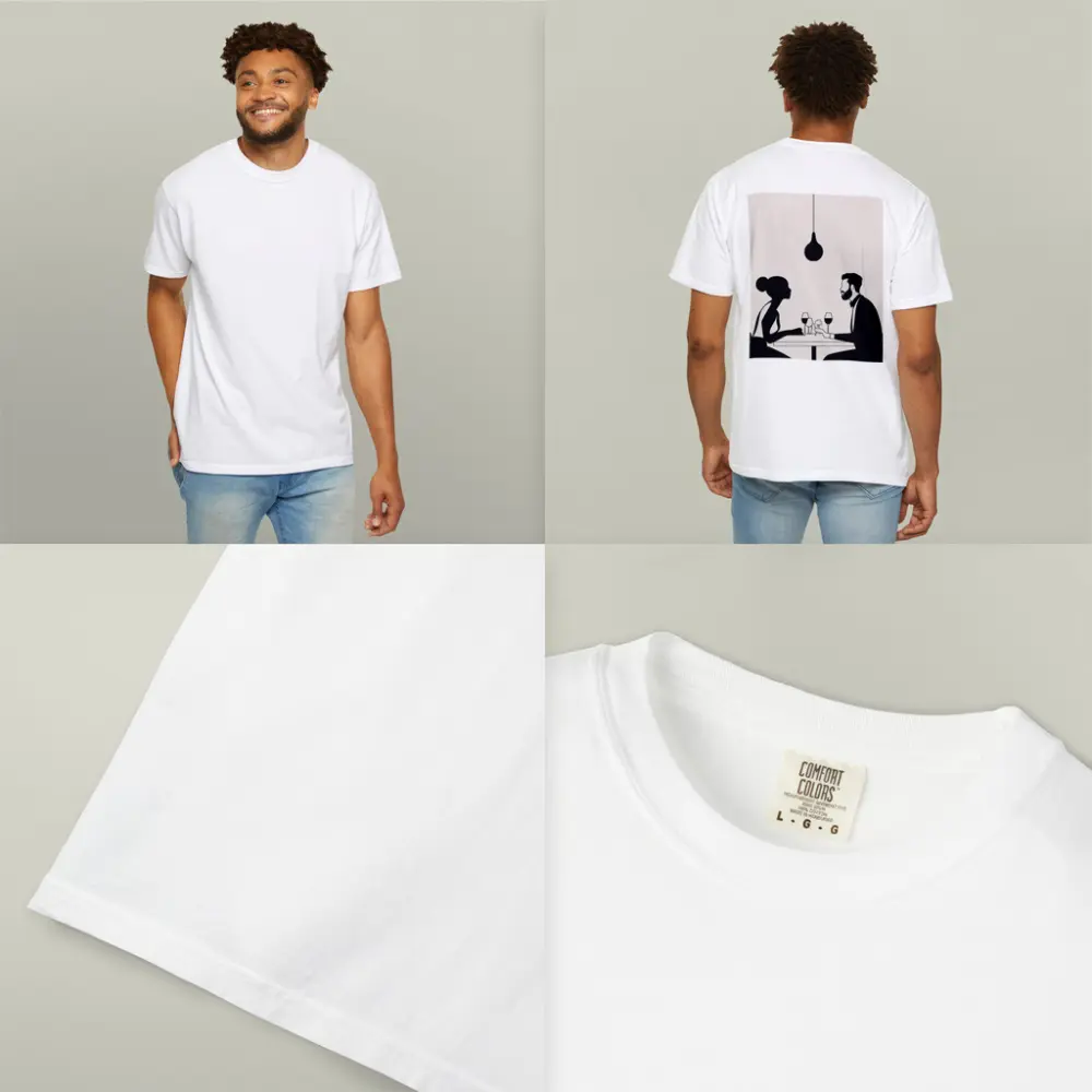 Couple Romantic Dinner Date Minimalist Black White – T-Shirts