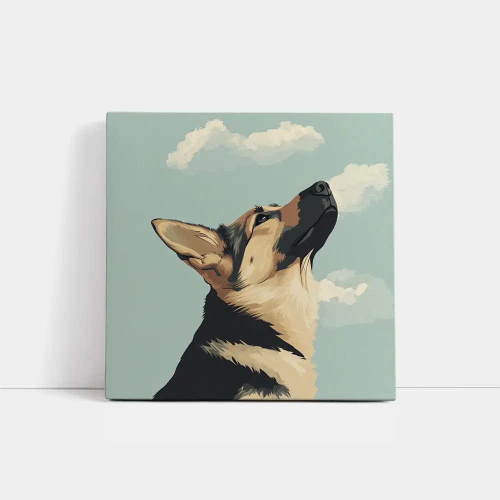 German Shepherd Dog Looking Up Sky – Wall Art