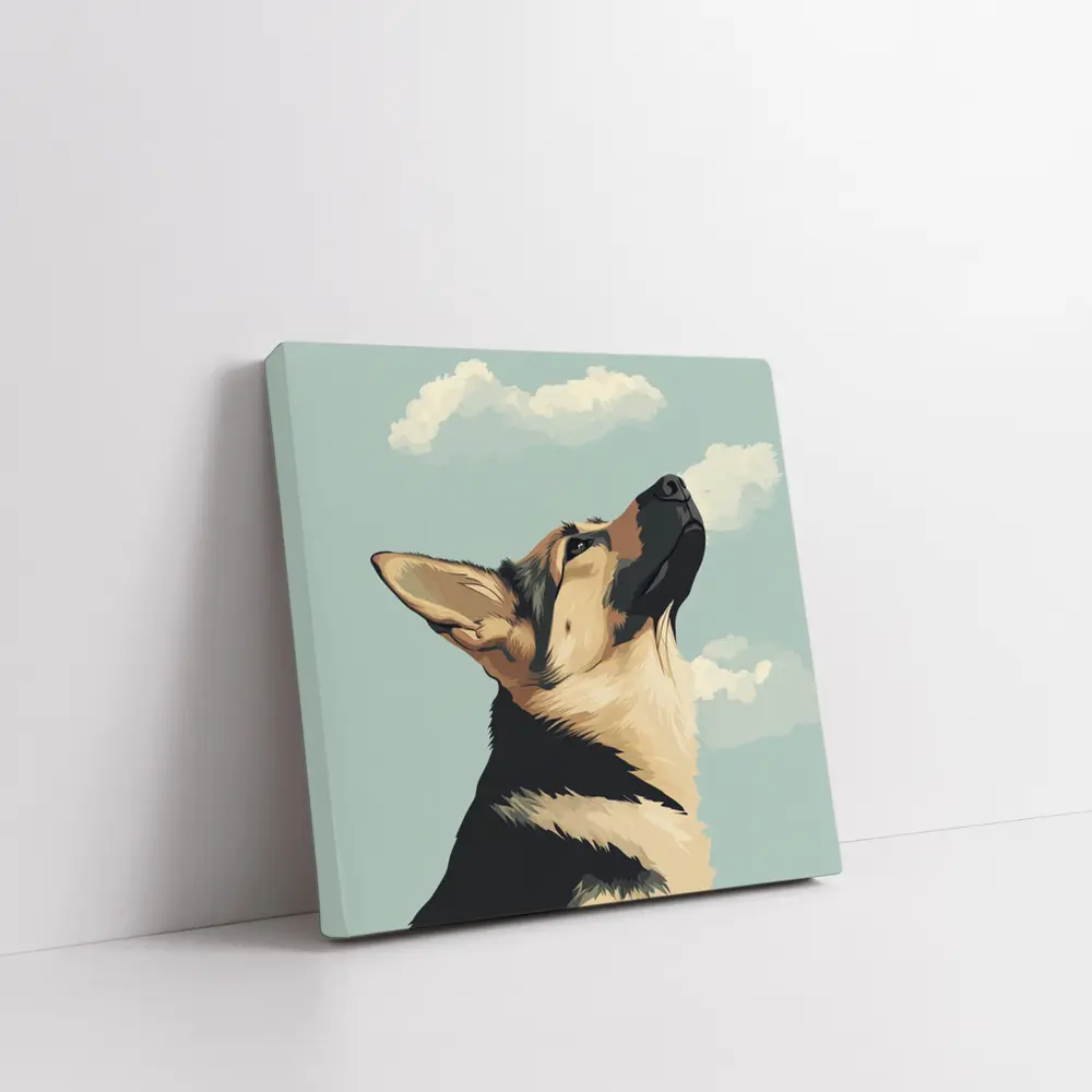 German Shepherd Dog Looking Up Sky – Wall Art