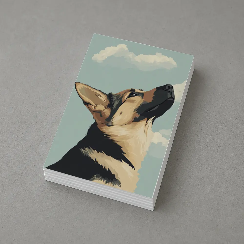 German Shepherd Dog Looking Up Sky – Postcards
