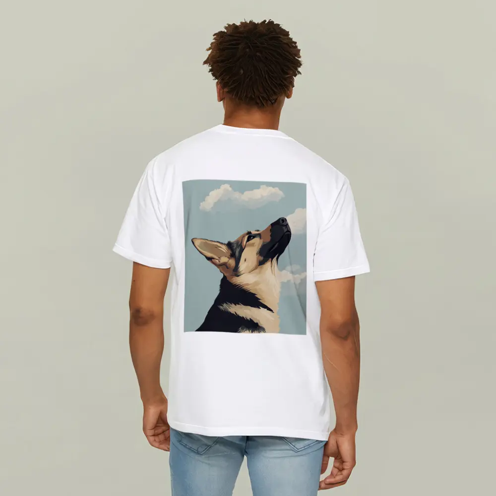 German Shepherd Dog Looking Up Sky – T-Shirts