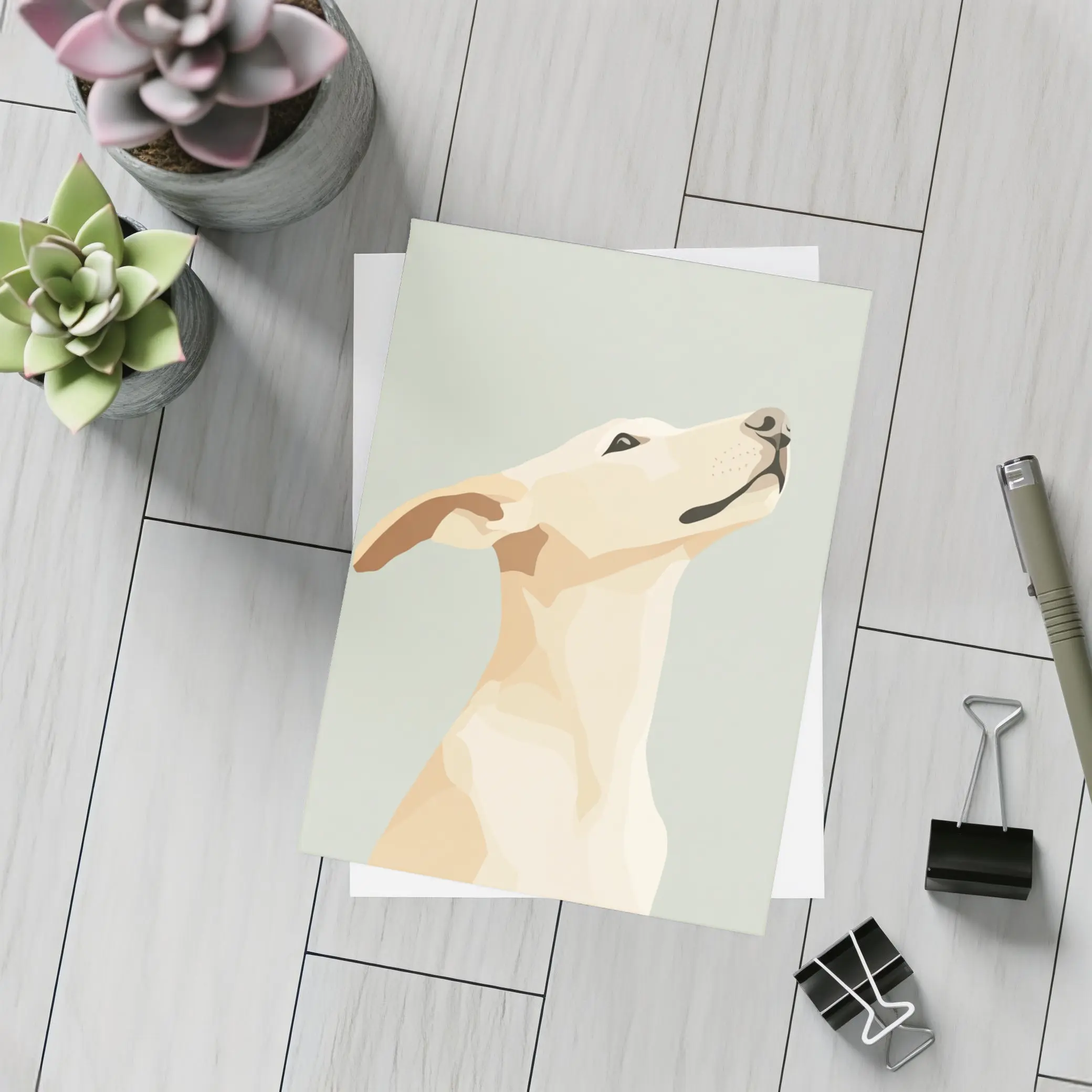 Labrador Dog Looking Up Minimal Art – Postcards